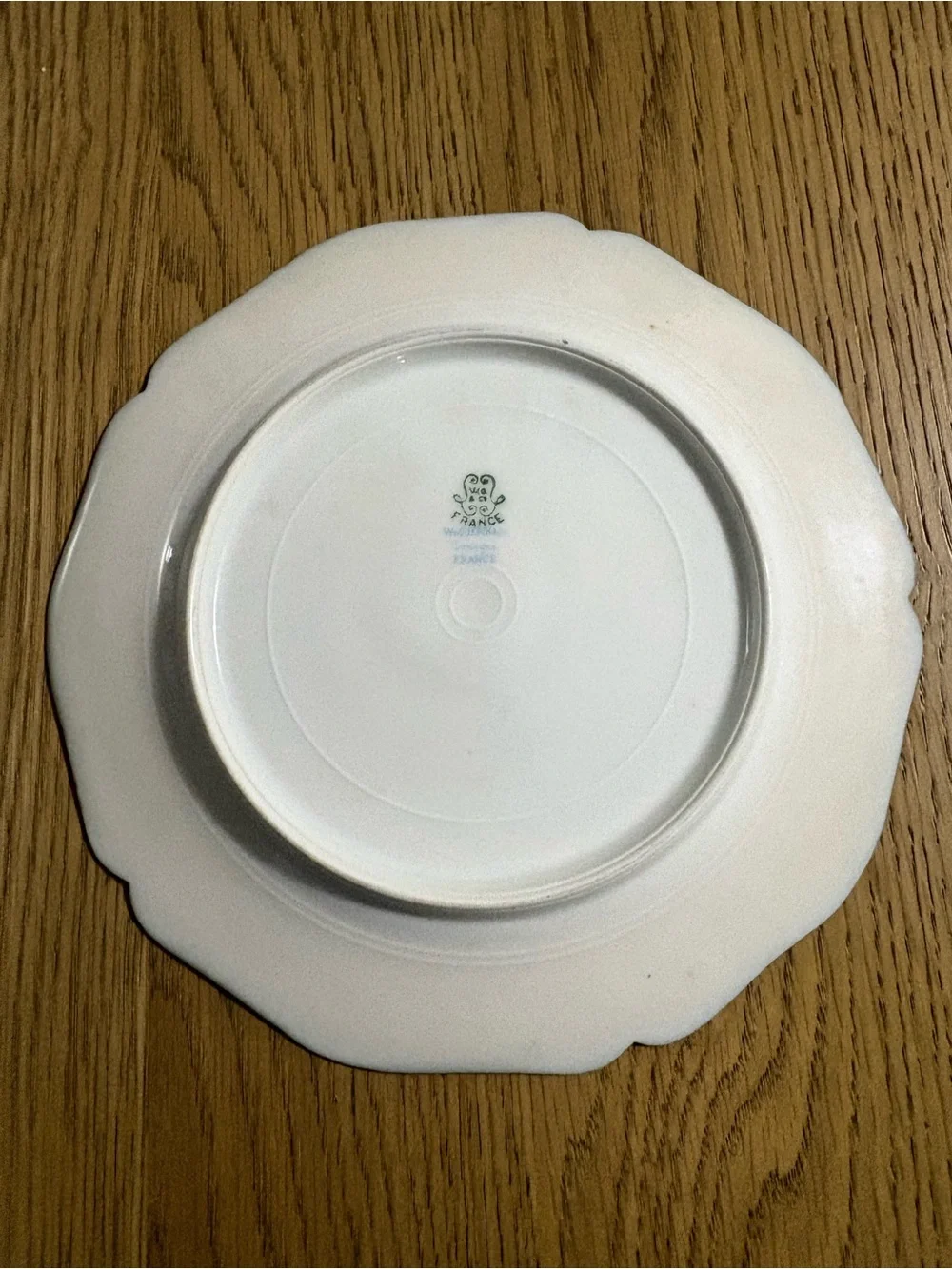 Limoges Cobalt and Gold Trim Dessert Plate with Pink Floral Motif